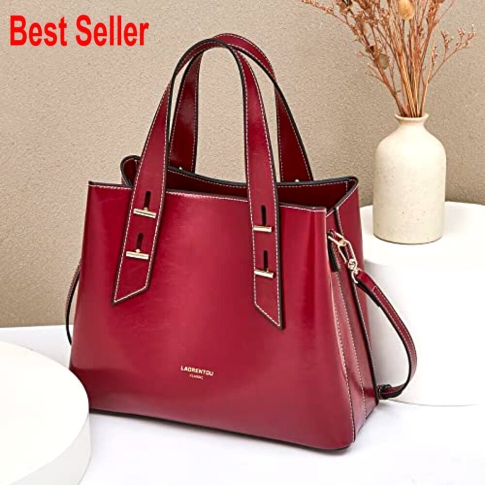 Genuine Leather Crossbody Satchel with Top Handle and Adjustable Strap - Picture 3 of 7